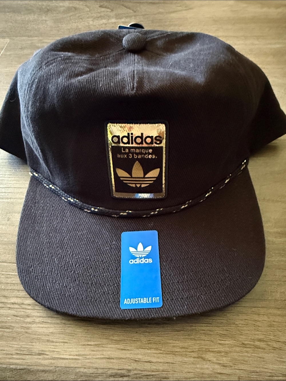 adidas Black Men’s Trefoil Rope-Detail Cap